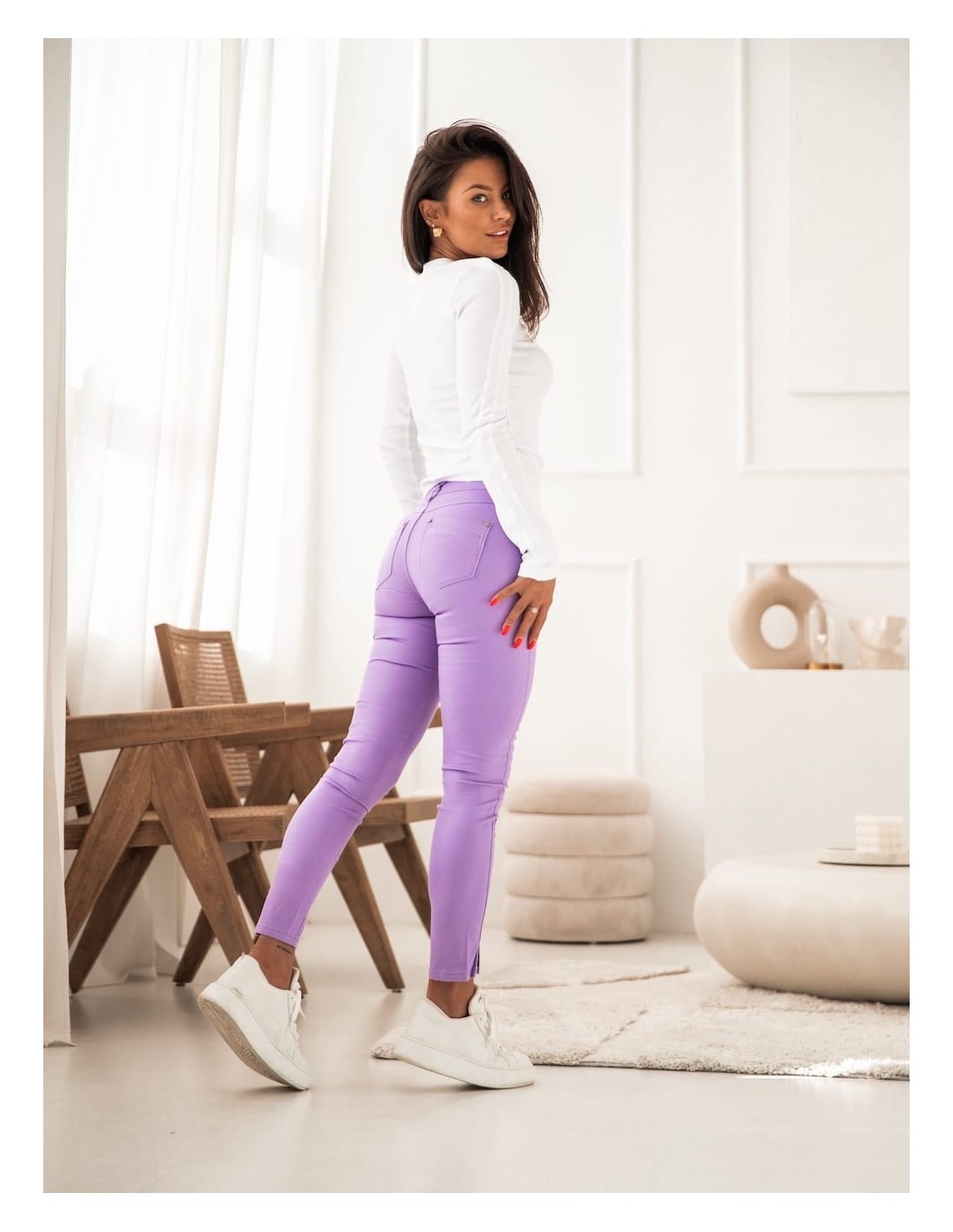 Fashionable light purple denim pants 875 - Online store - Boutique